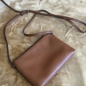 DKNY Chestnut Brown Leather Crossbody Bag